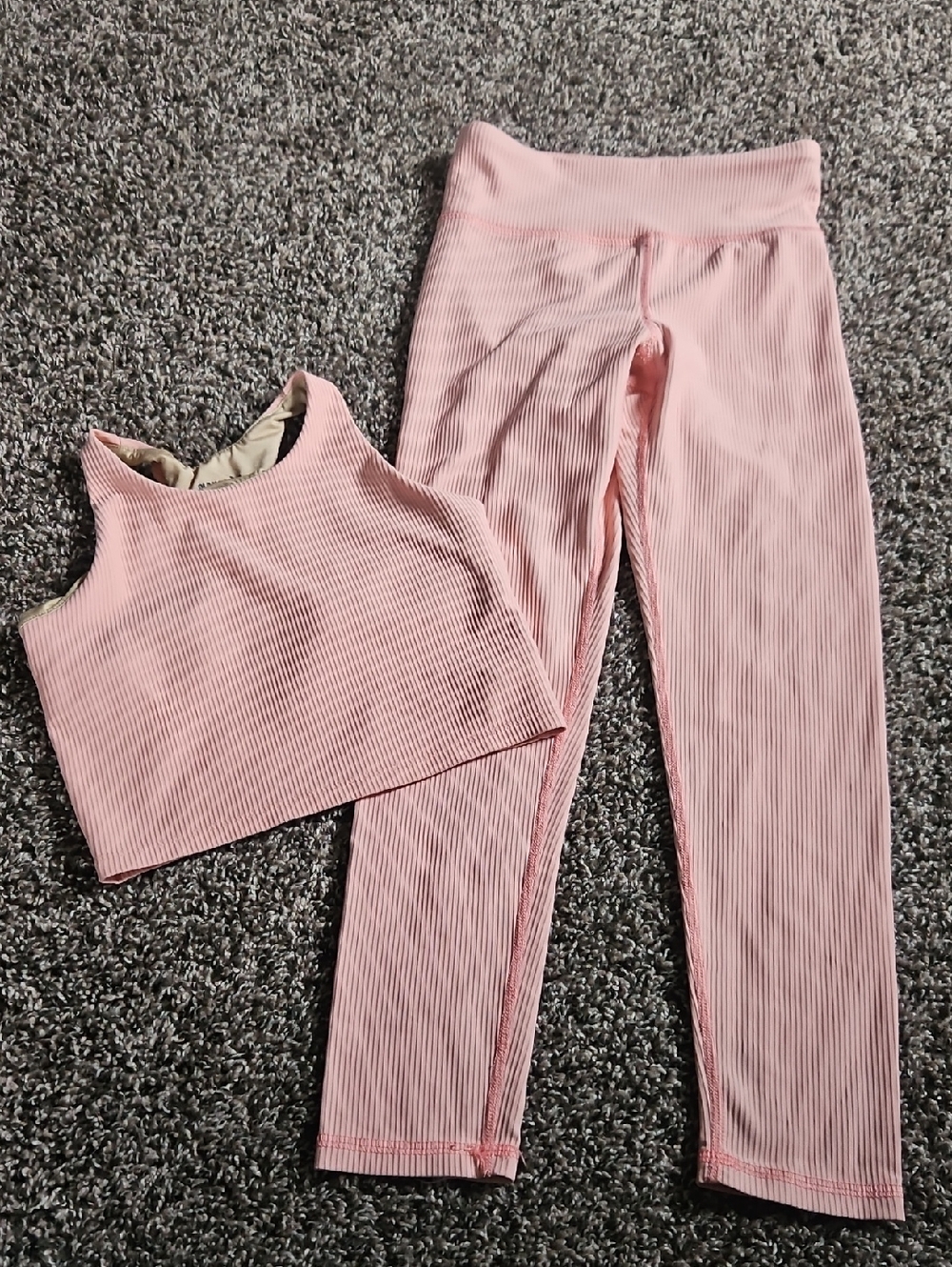 Old Navy Light Pink Ribbed Kids Matching Set - Crop Tank & Leggings